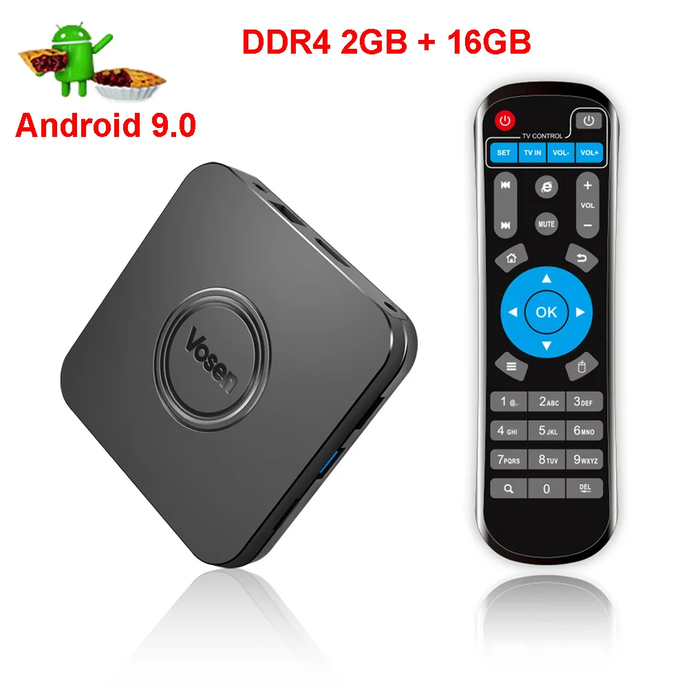 VOSEN V1 Android 9,0 Smart tv box 2GB DDR4 16GB Amlogic S905X2 4K 3D 2,4G/5G WiFi BT4.0 USB3.0 Youtube медиаплеер телеприставка