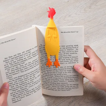 

2PCS/lot Cartoon Scream Chicken Bookmark for Books Cute Animal Silica Gel Bookmarks Marker of Page School Office Teacher Gift