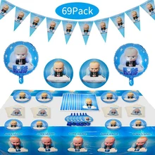 

New Baby Boss Theme Party Supplies Disposable Tableware Set Plates Napkin Tablecloth Straw Decor Birthday Party Decorations Kids