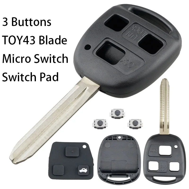 Enhanced Car Key Case with 2 Buttons and TOY43 Blade Plus Micro Switches