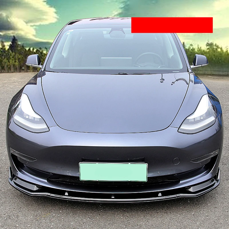 Для Tesla модель 3 автомобильный Стайлинг внешний передний бампер для губ комплект спойлера декоративная накладка 3 шт