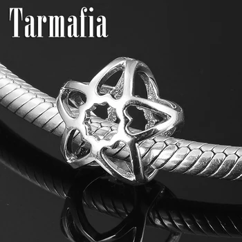 

100% 925 Sterling Silver Hollow Heart Flower Beads for Jewerly Making Fit Original Women Charm Bracelets Bangles DIY Gift