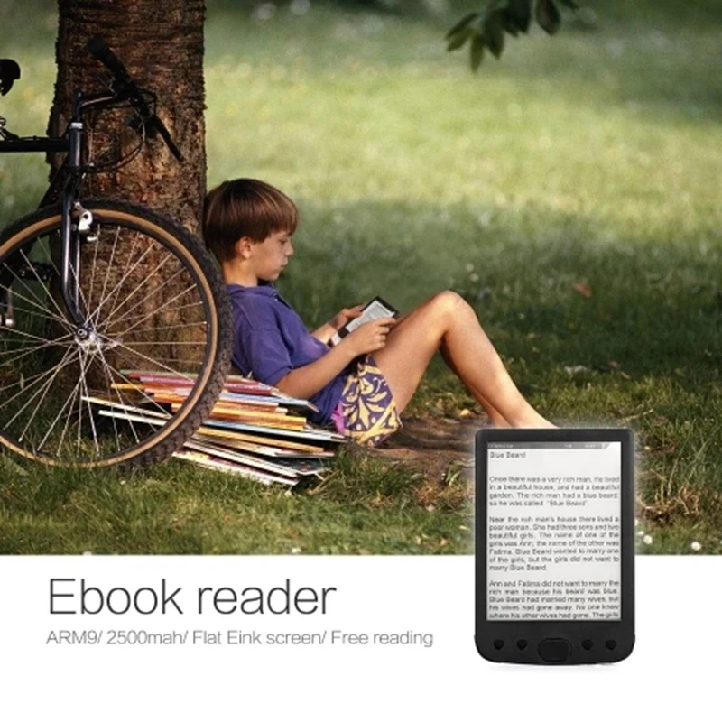 BK 6025 6 Inch E Book Reader 800x600 Resolution E Ink Sn Glare Free with USB Cable PU Cover Built In Light 4GB Memory Storag