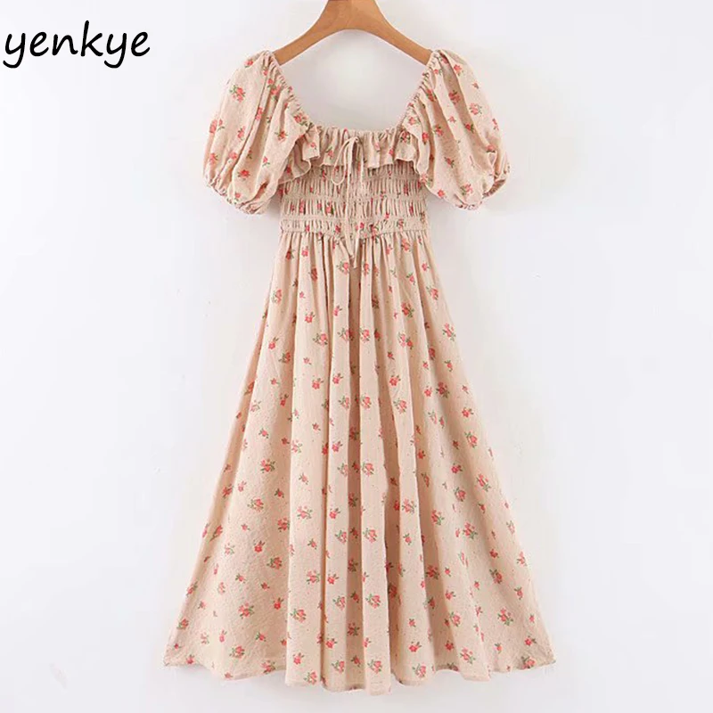 Женское винтажное платье миди с цветочным принтом элегантное эластичное