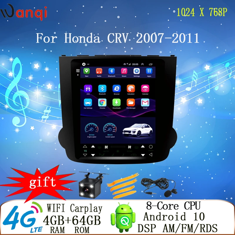 

9.7” Tesla Style Car Android DVD Navigation Multimedia Radio Player for Honda CRV 2007-2011 CD GPS Carplay Video Vertical Screen