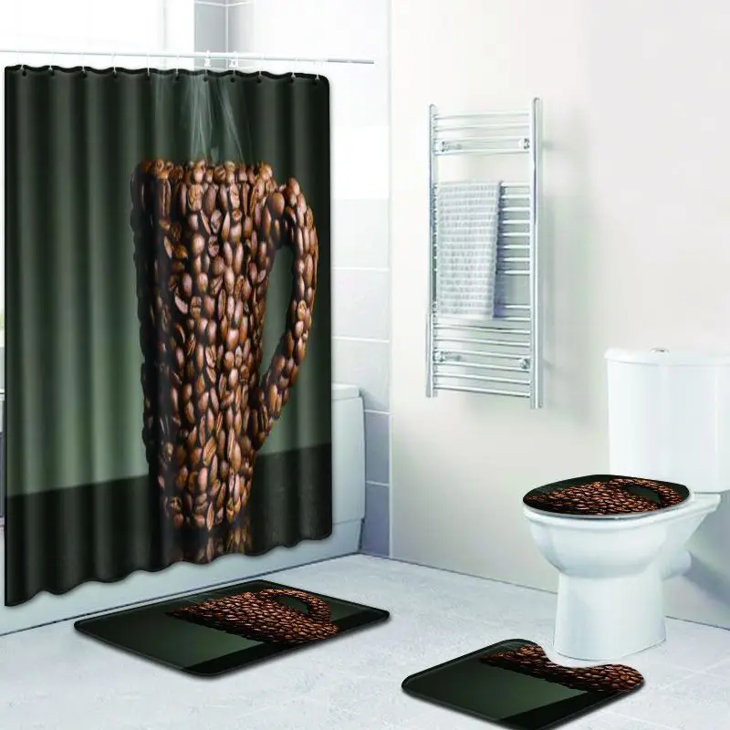 

Creative Simple Print Shower Curtain Waterproof Polyester Fabric Washable Bathroom Shower Curtain Screen with Hooks Accessories