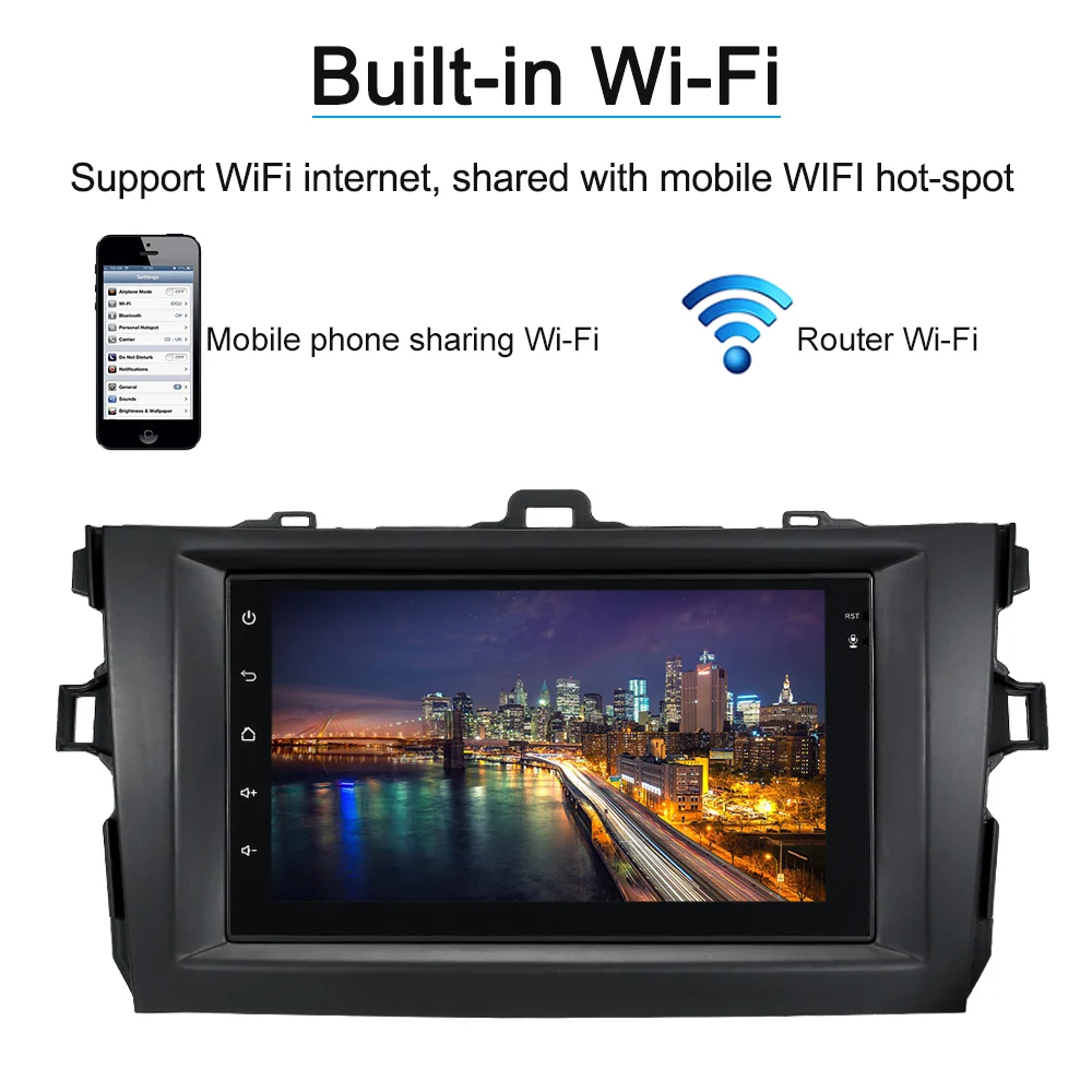 

Car radio 7" Touch Screen 2din android Stereo Receiver rearview mirror autoradio GPS Navigation for Toyota Corolla 2008-2010