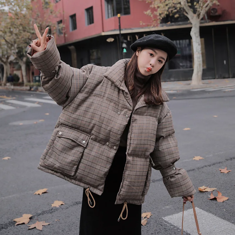 

Short Loose-Fit Versatile Comfortable Long Sleeve 2018 Winter New Style Solid Color Cotton-padded Clothes