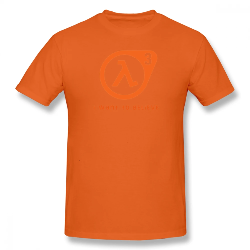 Orange one yona Half Life T Shirt Half Life 3 I Want To Believe T-Shirt 100 Percent Cotton Cute Tee Shirt Basic Short Sleeve Man Tshirt - Цвет: Orange