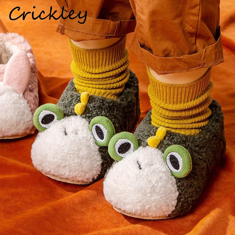

Cute Cartoon Animals Boys Girls Slippers Winter Warm Plush Kids Indoor Shoes Frog Bunny Toddler Non Slip Home Children Slipper