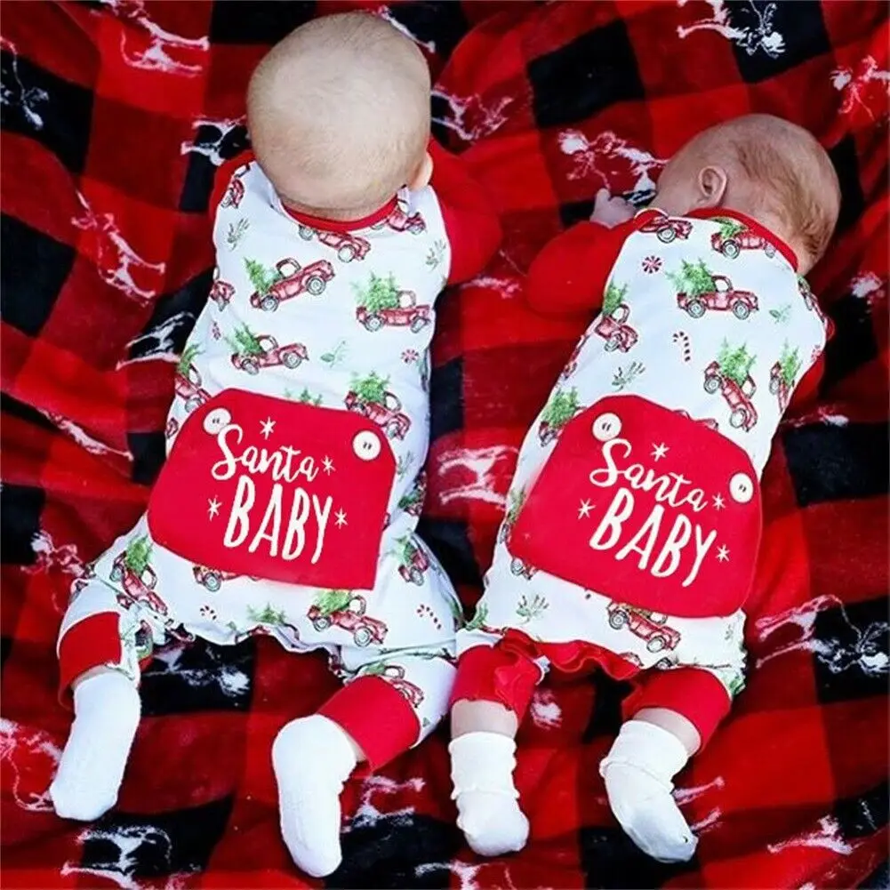 Рождественский комбинезон для новорожденных мальчиков и девочек от 0 до 24 месяцев, комбинезон с длинными рукавами, хлопковая одежда осенняя повседневная одежда