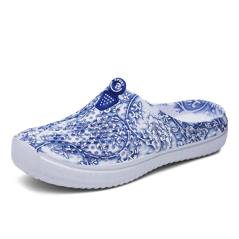 Damyuan/Женская обувь; пляжные шлепанцы; женские летние сандалии; домашние тапочки на плоской подошве; женские нескользящие сандалии для прогулок; коллекция года - Цвет: Blue White