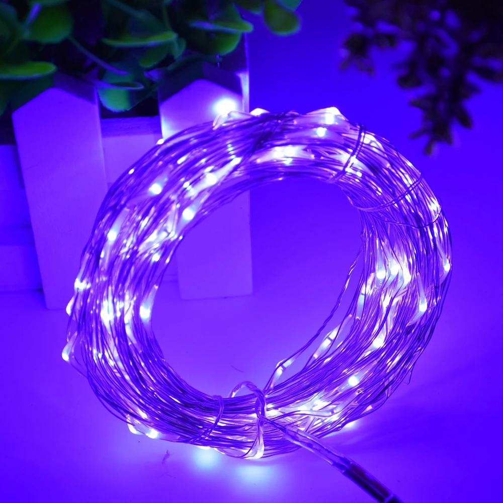 5 м/10 м DC12V LED наружная серебряная проволока светодиодная лоза гирлянда для