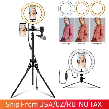 

18inch LED Ring Light with Tripod 10" 14" USB selfie ring light Ring Lamp Photographic lighting for Tik Tok YouTube Video Makeup