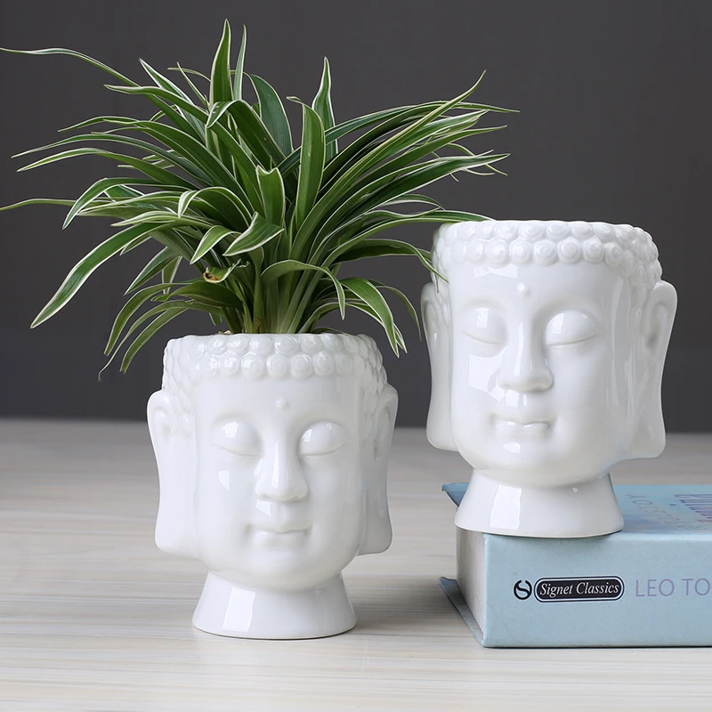 Зеленый цветочный горшок Zen керамический для суккулентов декор стола и дома