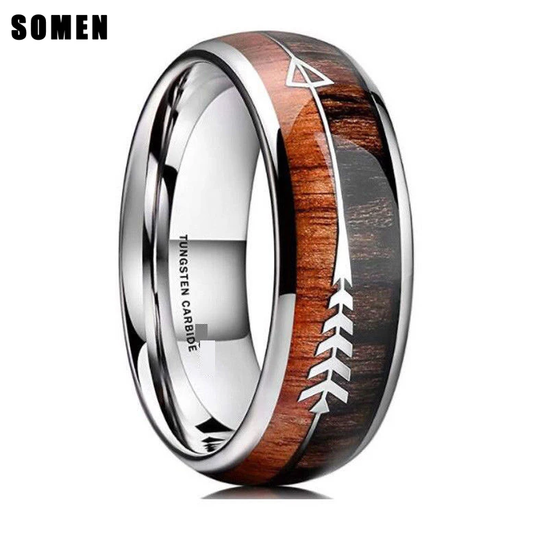 Tungsten-Ring Engagement Ring Wedding-Band Arrow-Design for Mens Dome-Style Size-6-13-Available