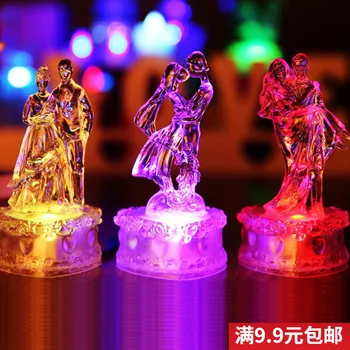 

Couples Acrylic Colorful Crystal Small Night Lamp LED Light Creative Lovers' Day Valentine's Day Gift Wedding Gift