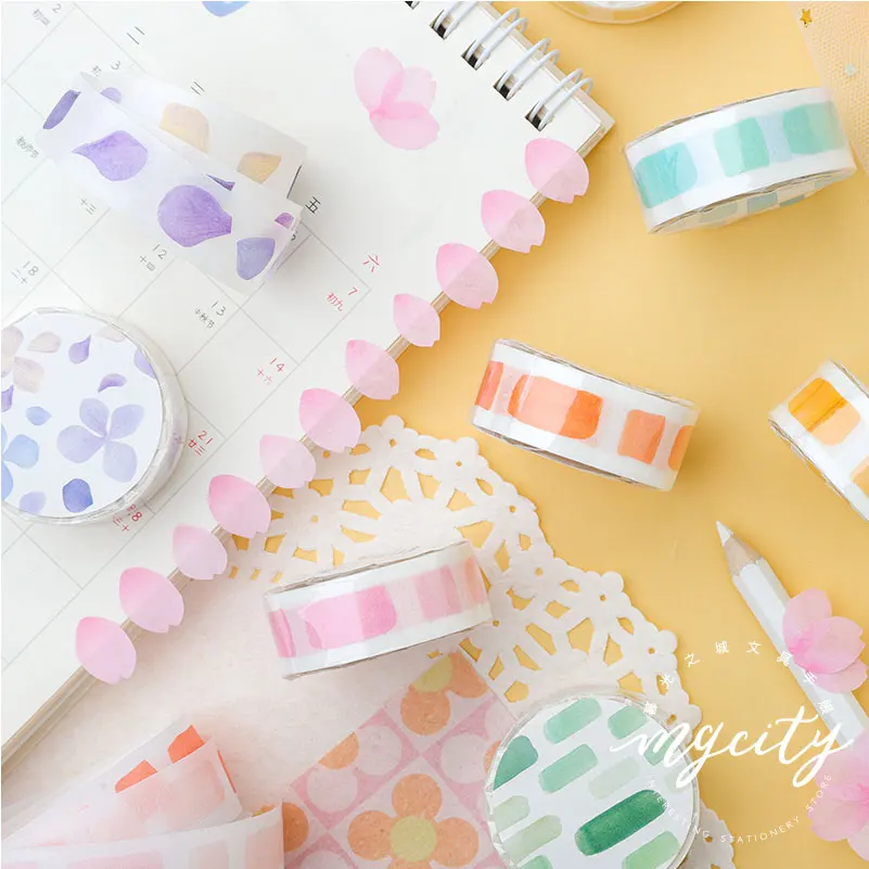 

1set/lot DIY Japanese Papert Watercolor and plants Decorative Adhesive Tape Cartoon Washi Tape/Masking Tape Stickers