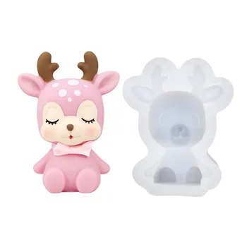 

3D Fawn Silicone Mold Polymer Clay Candy Chocolate Cookie Baking Mould Christmas Cupcake Topper Fondant Cake Decorating Tools