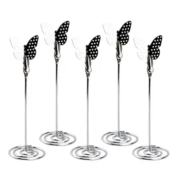 

5Pcs Butterfly Photo Clips Metal Table Number Holders Desktop Name Place Card Holders Menu Memo Clips for Wedding (Silver)