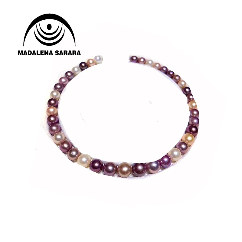 

MADALENA SARARA AAA 10-13mm Freshwater Pearl Mixed Color Round Shape Edison Pearl Necklace Strand 18" For Women's Jewelry MD-E11