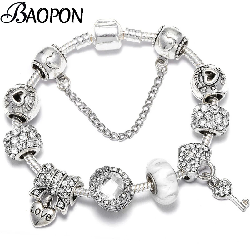 BAOPON любовь ключ браслет с шармами оригинальный тонкий и для пары женщин Мода