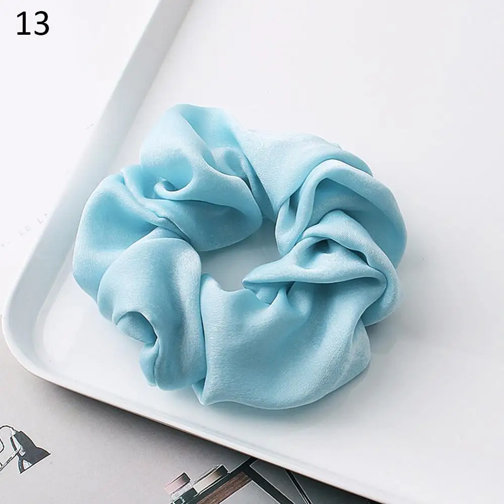 New Organza/Chiffon Solid Color Hair Scrunchies Women Elastic Hair Bands Headwear Ponytail Holder Chiffon Hair Ties Accessories - Цвет: Фуксия