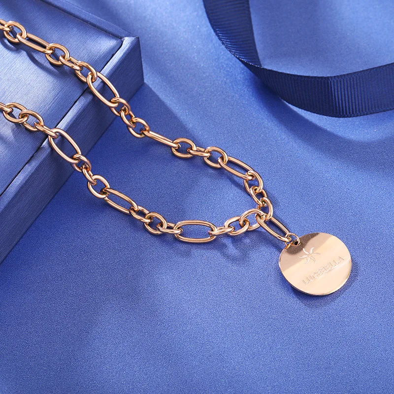 ZooMango популярная толстая цепь& звено женское ожерелье с подвеской ювелирные изделия титановая сталь Розовое Золотое колье ожерелье s для женщин RN02361