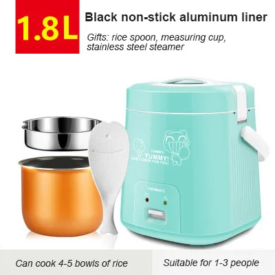 Blue-1.8L-05 220V электрическая плита риса Плита Бытовая изоляции Еда грелки Многофункциональный Коробки для обедов мини общежитие кастрюля для тушения 1.2L/1.8L - Цвет: Blue-1.8L-05