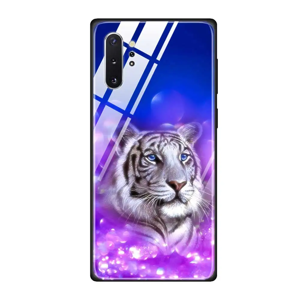 T02 Чехол для телефона из закаленного стекла для Samsung Galaxy S10 S10E S9 S8 Note 9 10 105G Plus A50 A30 TPU Мягкий край чехол абстрактный тигр на Moo - Цвет: T02