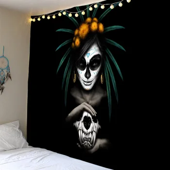 

Witch skull polyester printing tapestry background decorative cloth factory direct sales can be customized