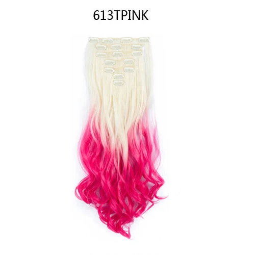 MERISI HAIR 22 Synthetic Deep Wave Hair Heat Resistant Light Brown Gray Blond Women Hair Extension Set Clip In Ombre Hair - Color: SA88 613PINK
