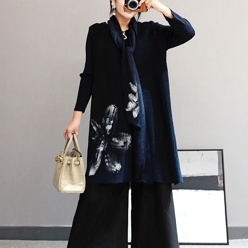 navy blue LANMREM/Новинка года; сезон осень-зима; модное однотонное вязаное бархатное платье трапециевидной формы с круглым вырезом и длинными рукавами; PA824 - Цвет: navy blue
