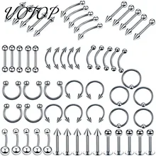 UOTOP 60 шт./лот, много-стиль, нержавеющая сталь, пирсинг, ювелирные изделия для тела для женщин, Ушные Шпильки, кольца для носа, ниппель, кольцо для живота, Новинка