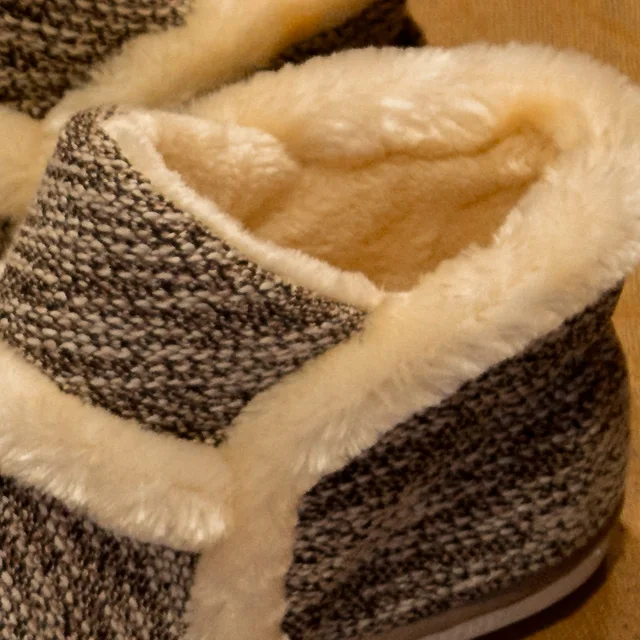 Chausson tricot homme en laine chaudes Pantoufles d hiver en coton pour femmes et hommes chaussures de maison couple amoureux en laine