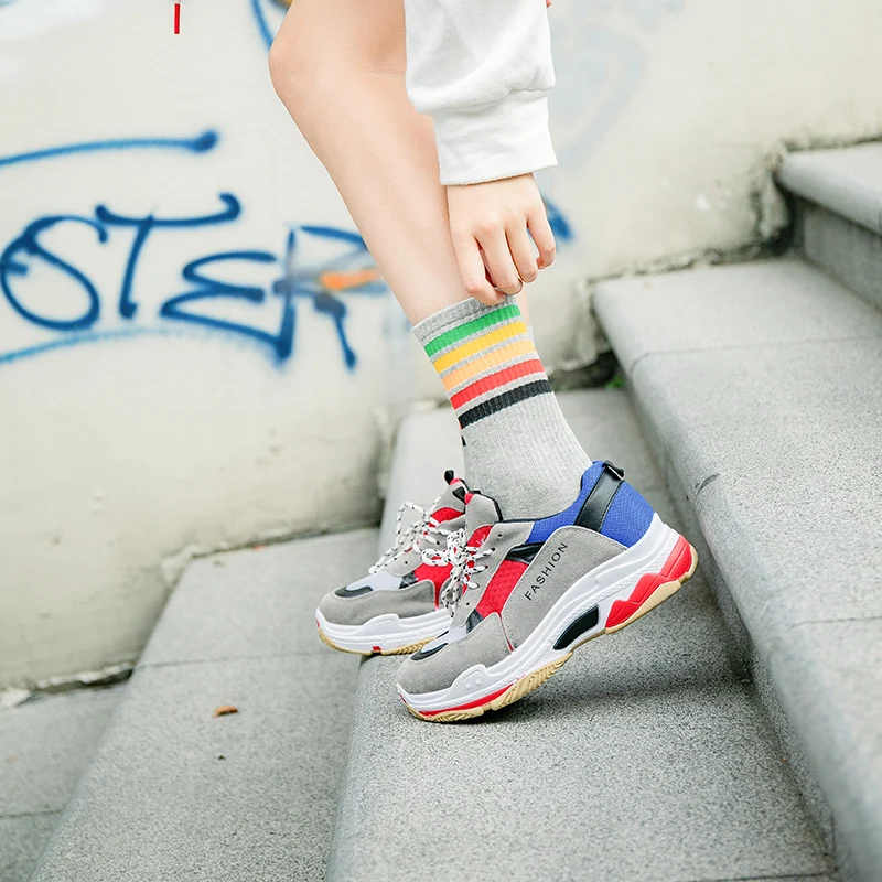 Новинка модные спортивные цветные радужные носки для женщин уличные в