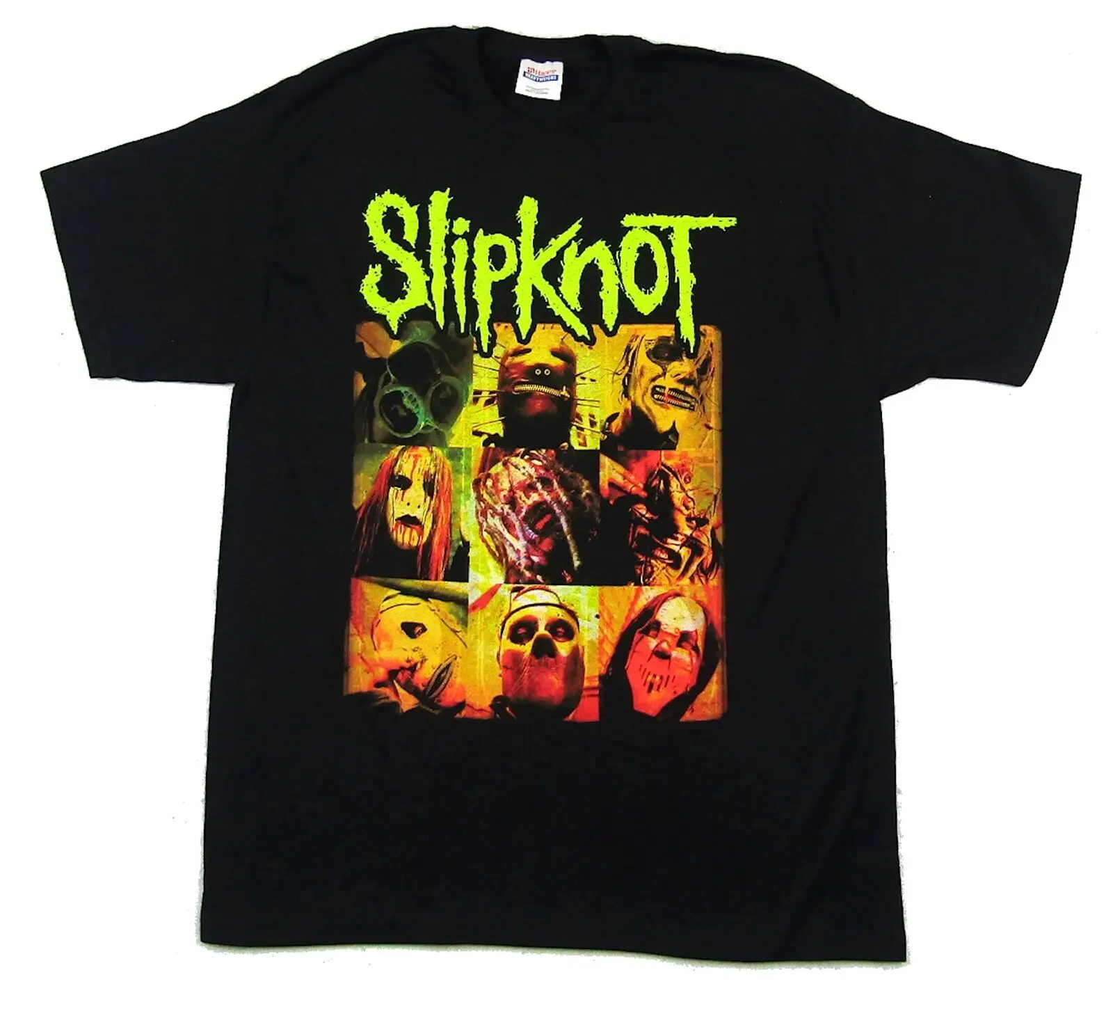 Slipknot зеленый имя и логотип желтый маски черная футболка новый официальный Мерч