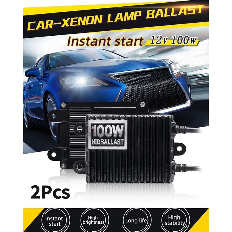 

SHGO HOT-2Pcs DC12V Slim 100W Digital Xenon Ballast,for Auto SUV Car HID Replacement Ballast Voltage Regulator