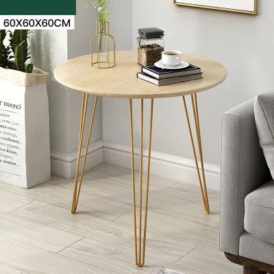 Rubber wood 60 60 60 Креативный обеденный стол в скандинавском стиле, стол для дивана, железный стол, простой стол для переговоров, круглый стол, Маленький журнальный столик на балкон - Цвет: Rubber wood 60 60 60