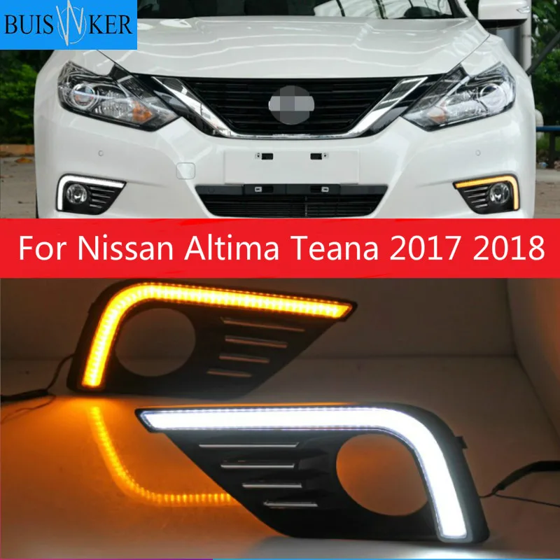 

For Nissan Altima Teana 2017 2018 LED Daytime Running Light Waterproof Car 12V LED DRL fog Lamp with Turn Signal style Relay