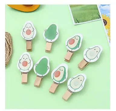 1 Set Avocado Свежая груша авокадо деревянный зажим с веревочная Закладка пометка страницы Декоративные DIY клип - Цвет: 1 Set Avocado