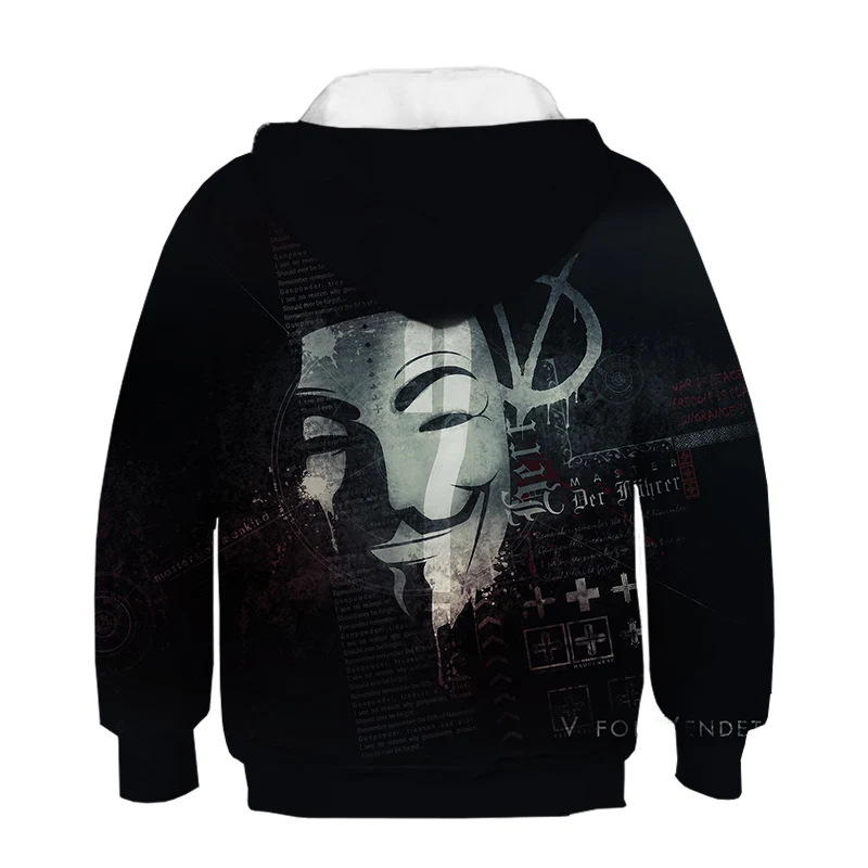 V for Vendetta/толстовка с капюшоном с 3D принтом для мальчиков и девочек Забавная детская рубашка толстовка с капюшоном V for Vendetta, модная детская толстовка с 3d принтом