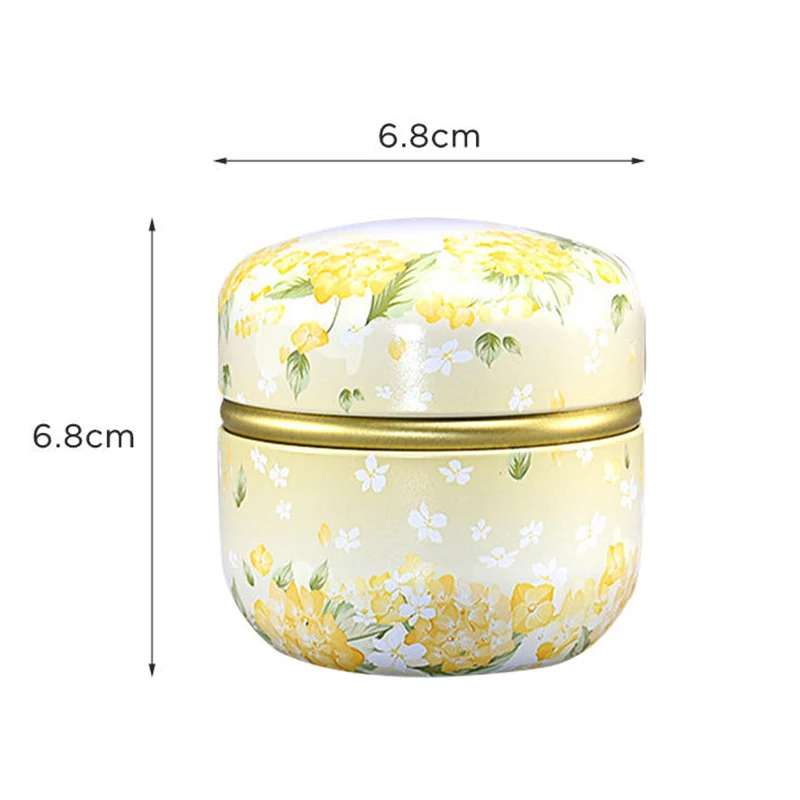 Mini Tea Storage Tin Container Tea Coffee Tins Flowers Pattern Food Storage Box For Herb Candy Chocolate Sugar Spices Candle