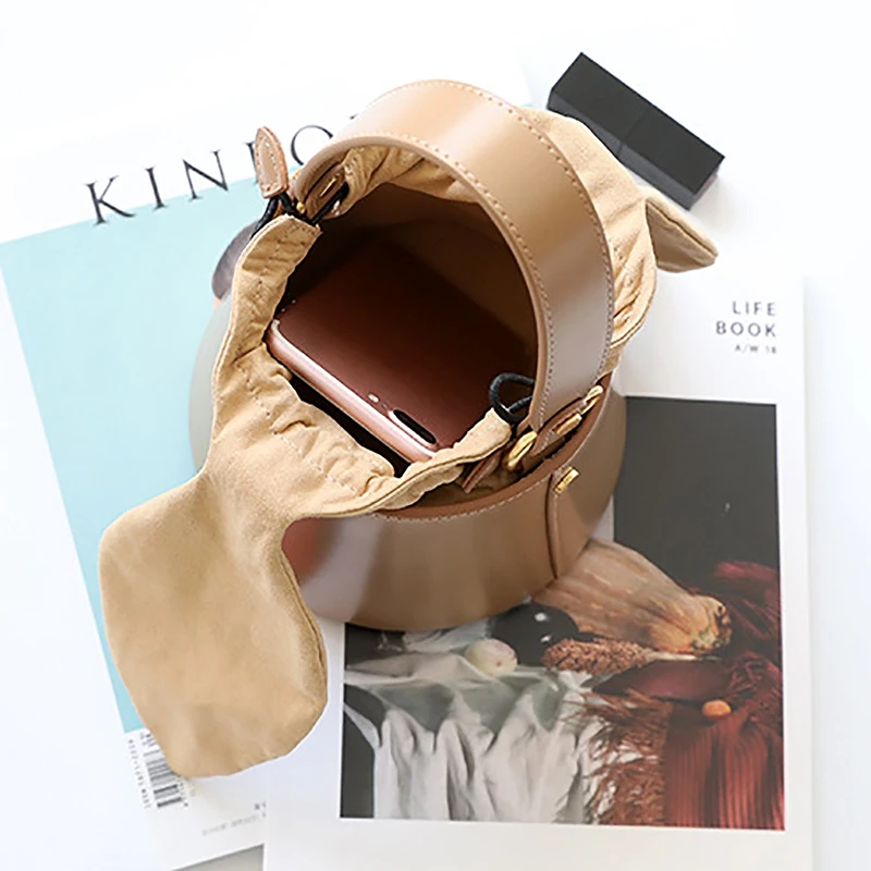 Small Women handbag PU Leather with bow-knot decor Bucket bags for girls& Ladies mini Shoulder crossbody Messenger Bags 4color