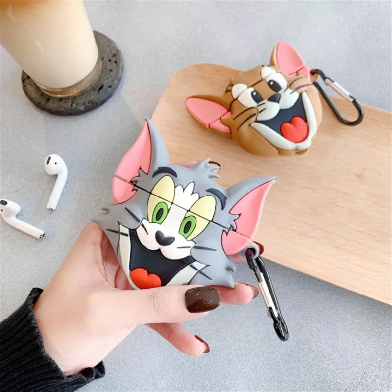 Anime 3D Cute Cartoon Tom Cat And Jerry Mouse Lovely Silicone Protection Earphone Accessories Cover Cases For Apple Airpods