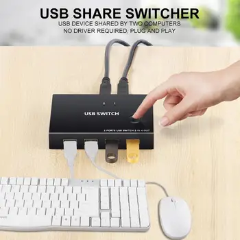 

KVM Switch USB Printer Sharing Device 2 Monitors Sharing 2 in 4 Out Switcher for Various USB Devices