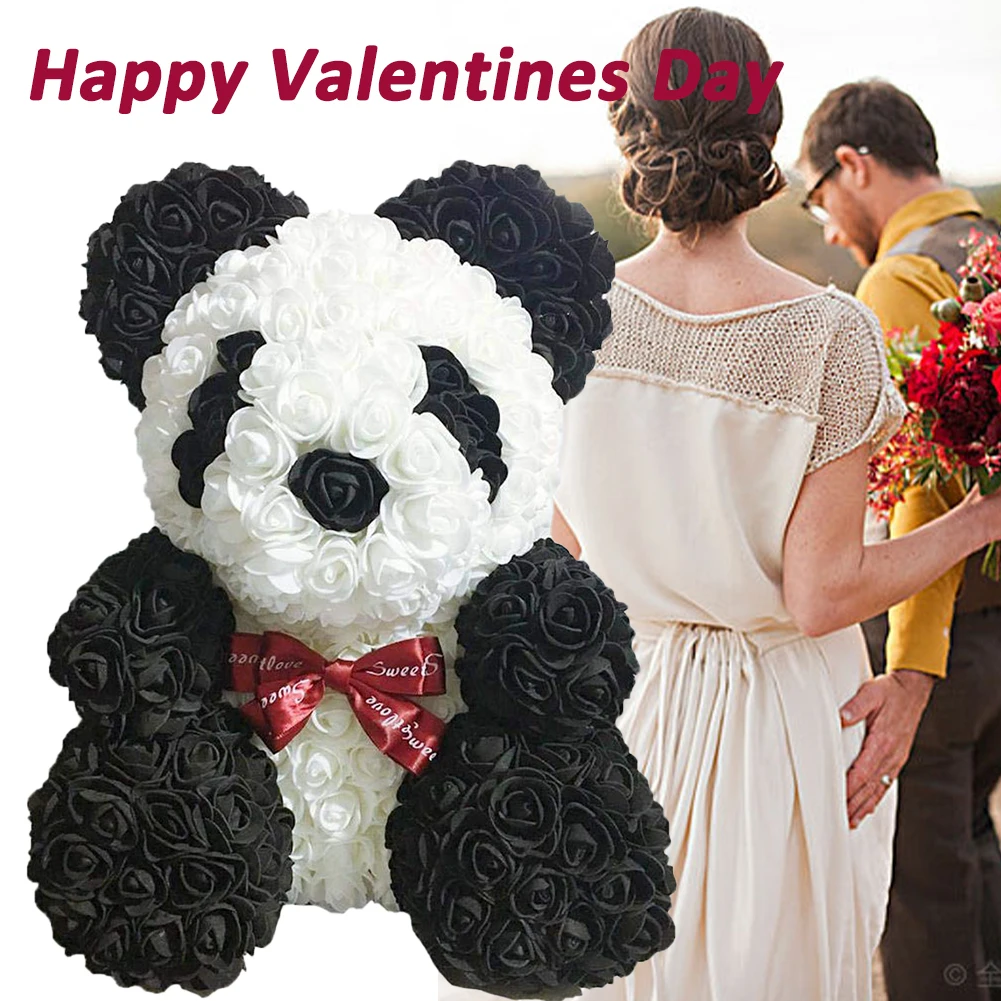 

Hot Valentines Day Gift 25cm Rose Bear The Luxury Rose Teddy Bear Valentines Gift Red Rose Flower In Artificial And Dried Women