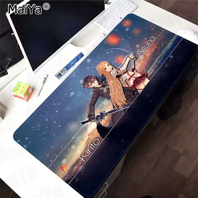 Maiya sword art online sao Krito Asuna, прочный резиновый коврик для мыши, коврик для мыши, скорость/управление, версия, большой игровой коврик для мыши - Цвет: Lock Edge 30x80cm