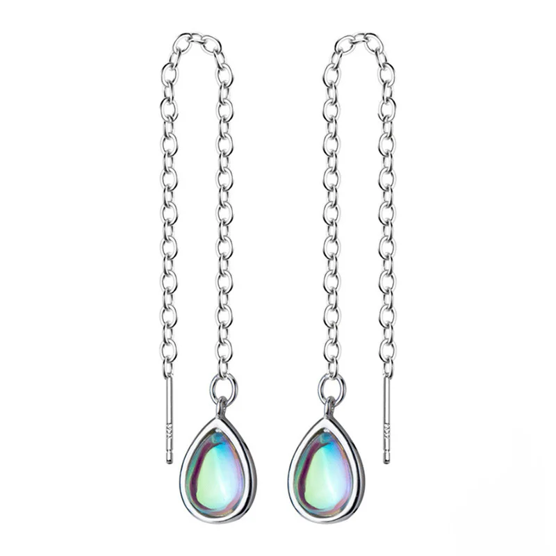 1 Pair Silver Trusta,, 925, однотонные серьги-гвоздики из настоящего стерлингового серебра, цветные капли воды, 9,2 см, связанные серьги-гвоздики для девочек-подростков, женщин, DS1150 - Окраска металла: 1 Pair Silver