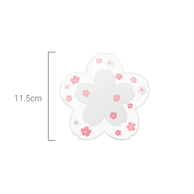 Japanese Style Cherry Blossom Insulation Table Mat Silicone Table Mat Girl Heart Cute Non-slip Bowl Mat Tea Coaster Place Mat white S